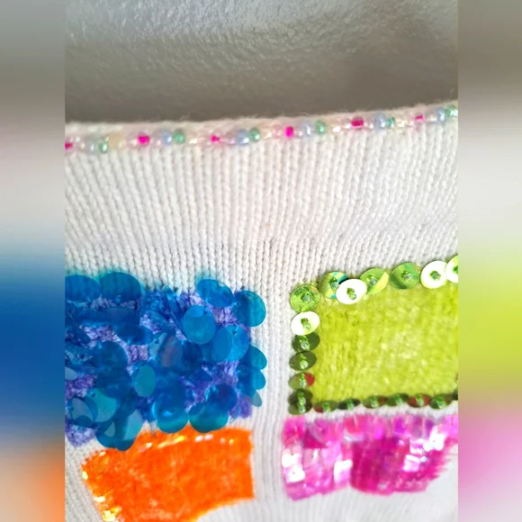 Berek By Takako Sakon 1980’s  Sequin Beaded Boho Sweater Cardigan Sz Small RARE - Picture 9 of 12